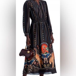 Long Sleeve Split V Neck Midi Dress Small NWT